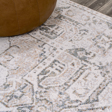 Edith Distressed Medallion Low-Pile Machine-Washable Area Rug